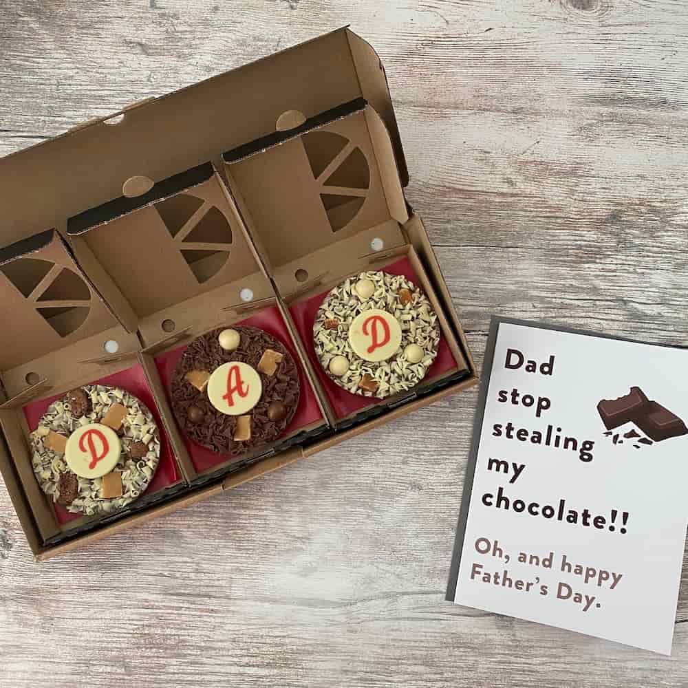 Our Dad Mini Chocolate Pizza Gift Pack is perfect for Father's Day.